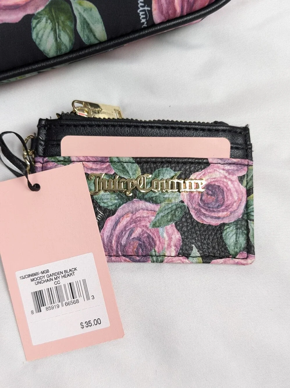 Juicy Couture 3 Piece Set Moody Garden Black Chains In Love Bag Floral Gold New